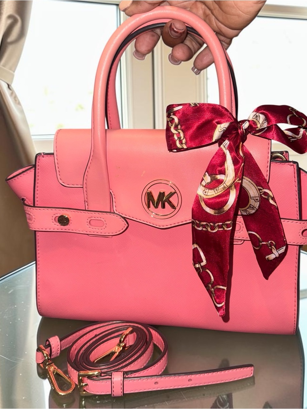 Michael Kors Carmen Medium Flap Belted Satchel